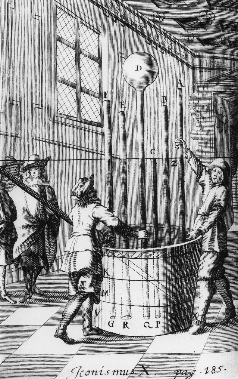 FIZYKA, EKSPERYMENTY, Eksperyment barometryczny Torricellego PRE-1800 autorstwa Unbekannt