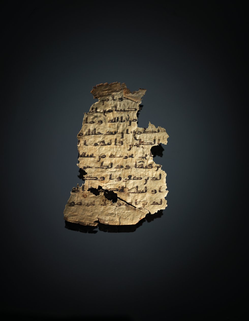 Strona z niezapisanego palimpsestu Koranu skopiowanego na wcześniejszą Biblię koptyjską, prawdopodobnie Egipt, ok. VIII w. (tusz na welinie) autorstwa Unbekannt