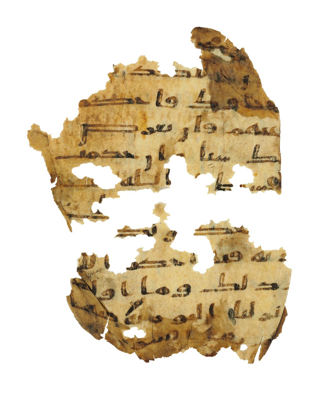 Strona z niezapisanego palimpsestu Koranu skopiowanego na wcześniejszą Biblię koptyjską, prawdopodobnie Egipt, ok. VIII w. (tusz na welinie) autorstwa Unbekannt