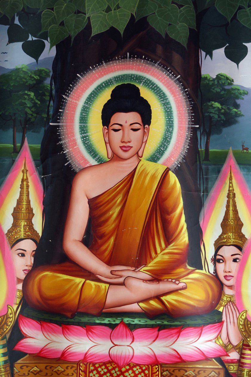 Obraz przedstawiający Buddę medytującego Udong Cambodge autorstwa Unbekannt