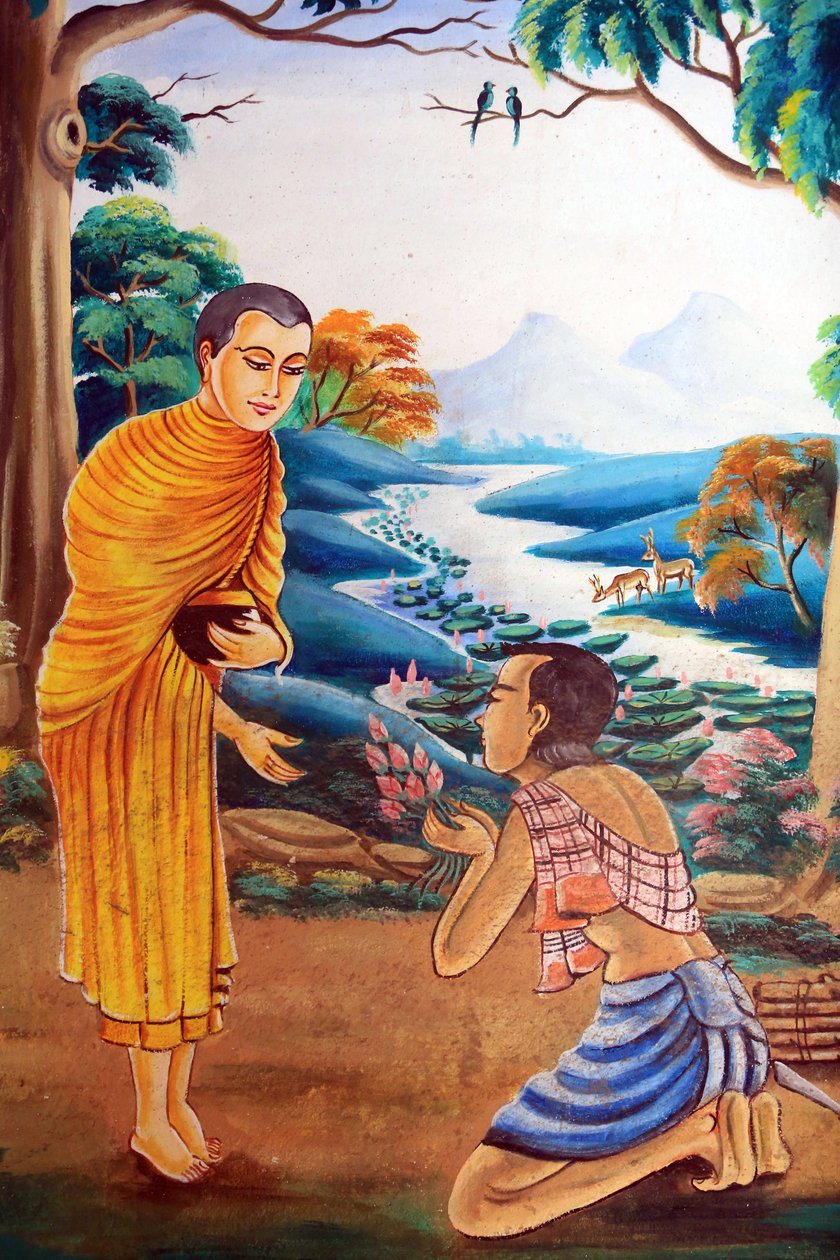 Obraz przedstawiający historię życia Buddy Siakjamuniego. Wat Naxai. Wientian. Laos, 20151106, Wientian, Laos autorstwa Unbekannt