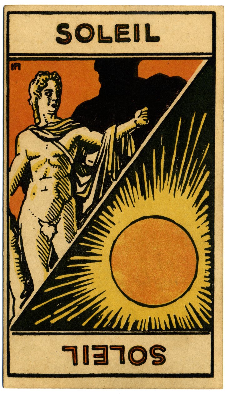 Paranormalne. Astrologia. Słońce (gwiazda). Karta astrologiczna z: Le Tarot Astrologique (Astrological Tarot), Georges Muchery, Francja autorstwa Unbekannter Künstler
