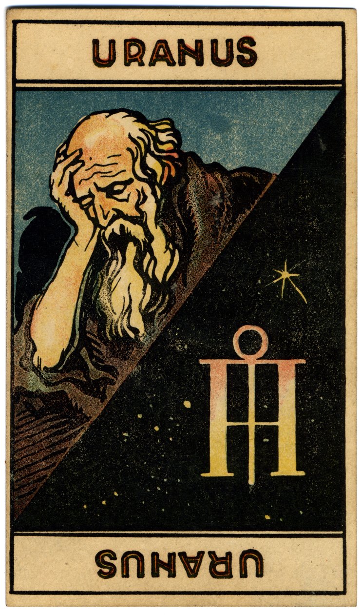 Paranormalne. Astrologia. Uran (planeta). Karta astrologiczna z: Le Tarot Astrologique (Astrological Tarot), Georges Muchery, Francja autorstwa Unbekannter Künstler