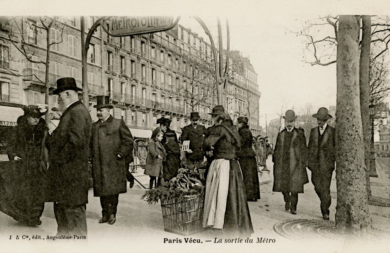 Paris Métro - wejście z łukiem w stylu secesyjnym autorstwa Unbekannter Künstler