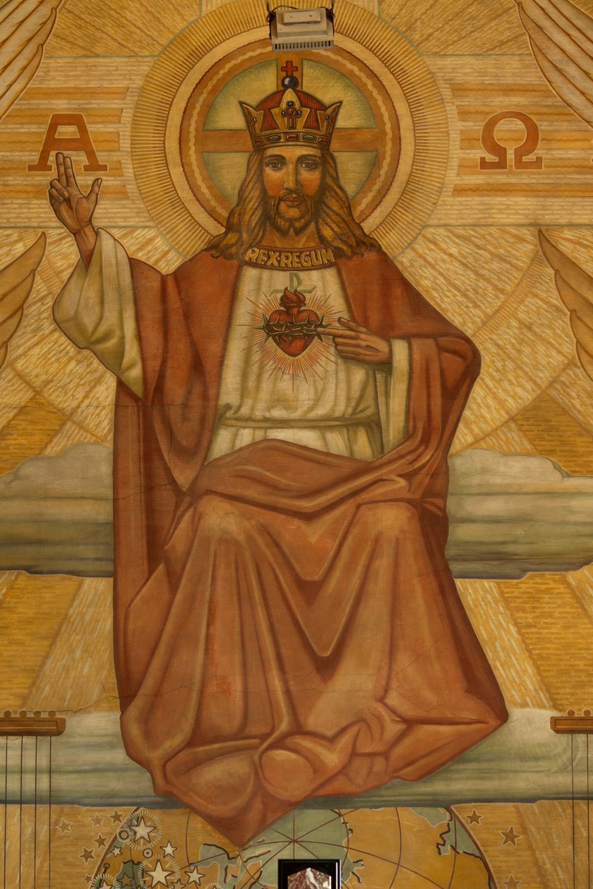 Kościół parafialny (Heilig-Hartkerk). Wnętrze. Modernizm. Chór. Mozaika. Chrystus. autorstwa Unbekannt