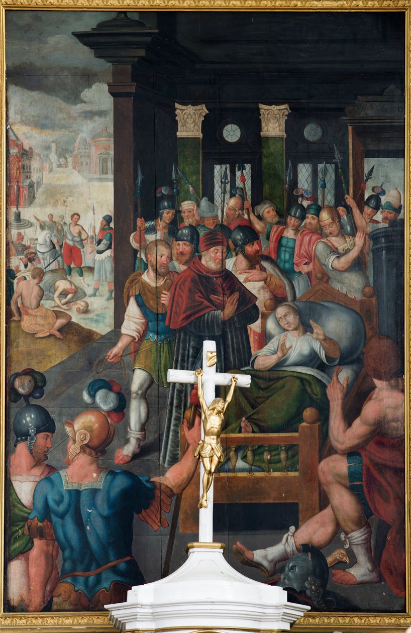 Kościół parafialny (kościół parafialny św. Michała, Korneliusza i Ghislenusa). Wnętrze. Obraz. autorstwa Unbekannter Künstler