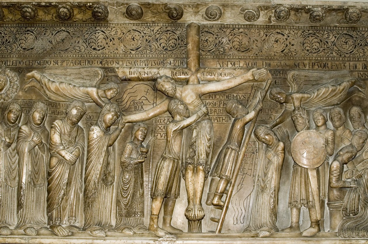 Parma Emilia Romagna Włochy Piazza del Duomo w kopule Duomo Zejście z krzyża z Benedetto Antelami 1178 autorstwa Unbekannt