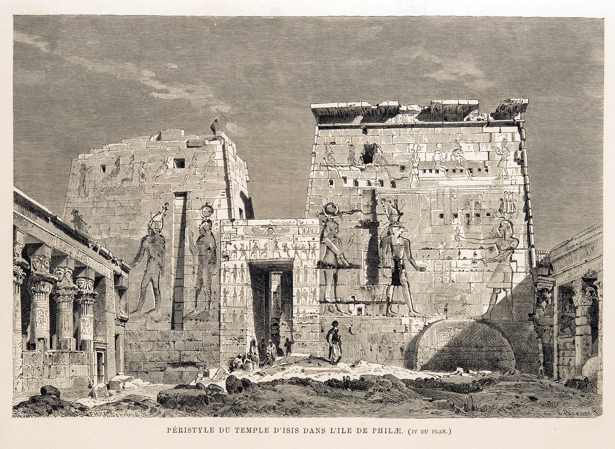 Perystyl świątyni Izydy na wyspie Philae, Egipt Ilustracja z Atlasu Egiptu autorstwa Unbekannt