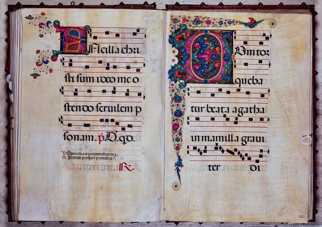Biblioteka Piccolomini: księga chóralna, kod.12.N, ff. 92v-93r z „foliowanym inicjałem”, autorstwa Venturino Mercati. autorstwa Unbekannter Künstler