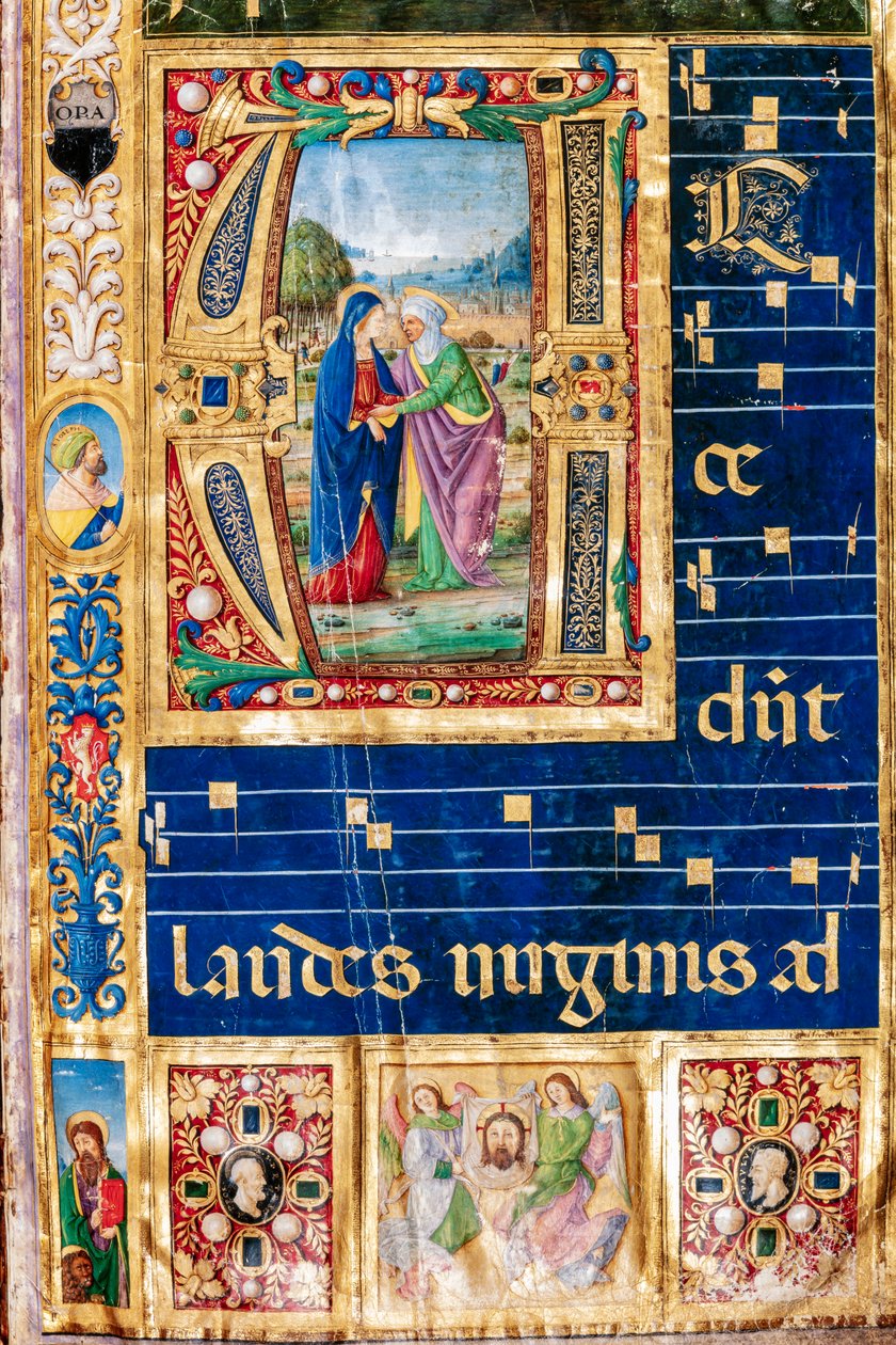 Biblioteka Piccolomini: Księga Chóralna, dor. 14.P., nn. 2r z „Nawiedzeniem Maryi i Najświętszej Marii Panny”. Elżbieta, autorstwa Giovanniego di Giuliano Boccardi, znanego jako Boccardino Starszy. Szczegół. autorstwa Unbekannter Künstler