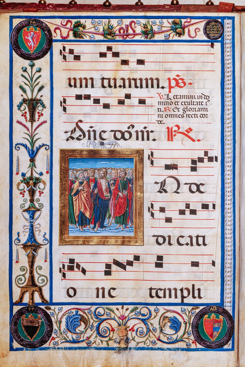Biblioteka Piccolomini: księga chóralna, dorsz. 26.R, nn. 29v z „Chrystusem i wszystkimi świętymi”, autorstwa Giovanniego di Taldo. autorstwa Unbekannter Künstler