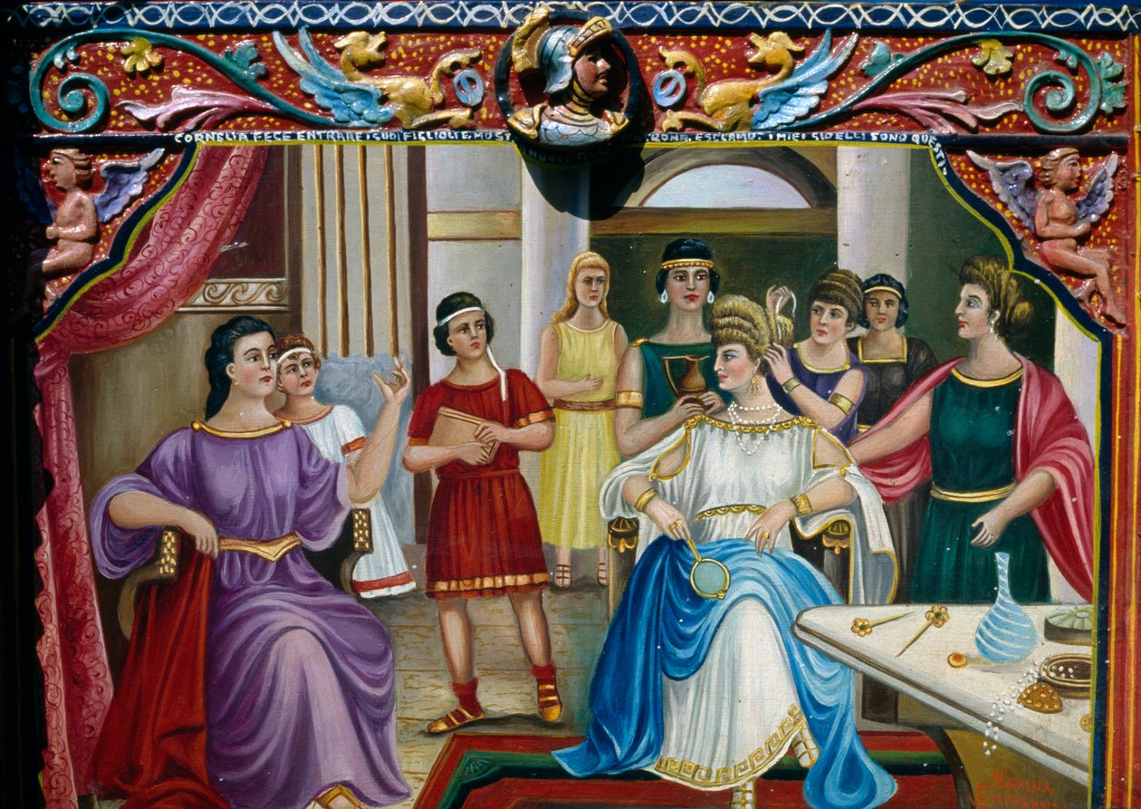 Obrazkowa dekoracja na wózku sycylijskim przedstawiająca rzymską matronę, Sycylia, Włochy, Detail autorstwa William M. Timlin