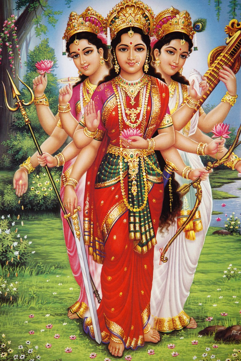 Obraz hinduskich bogiń Parvati, Lakshmi i Saraswati w Indiach autorstwa Unbekannt