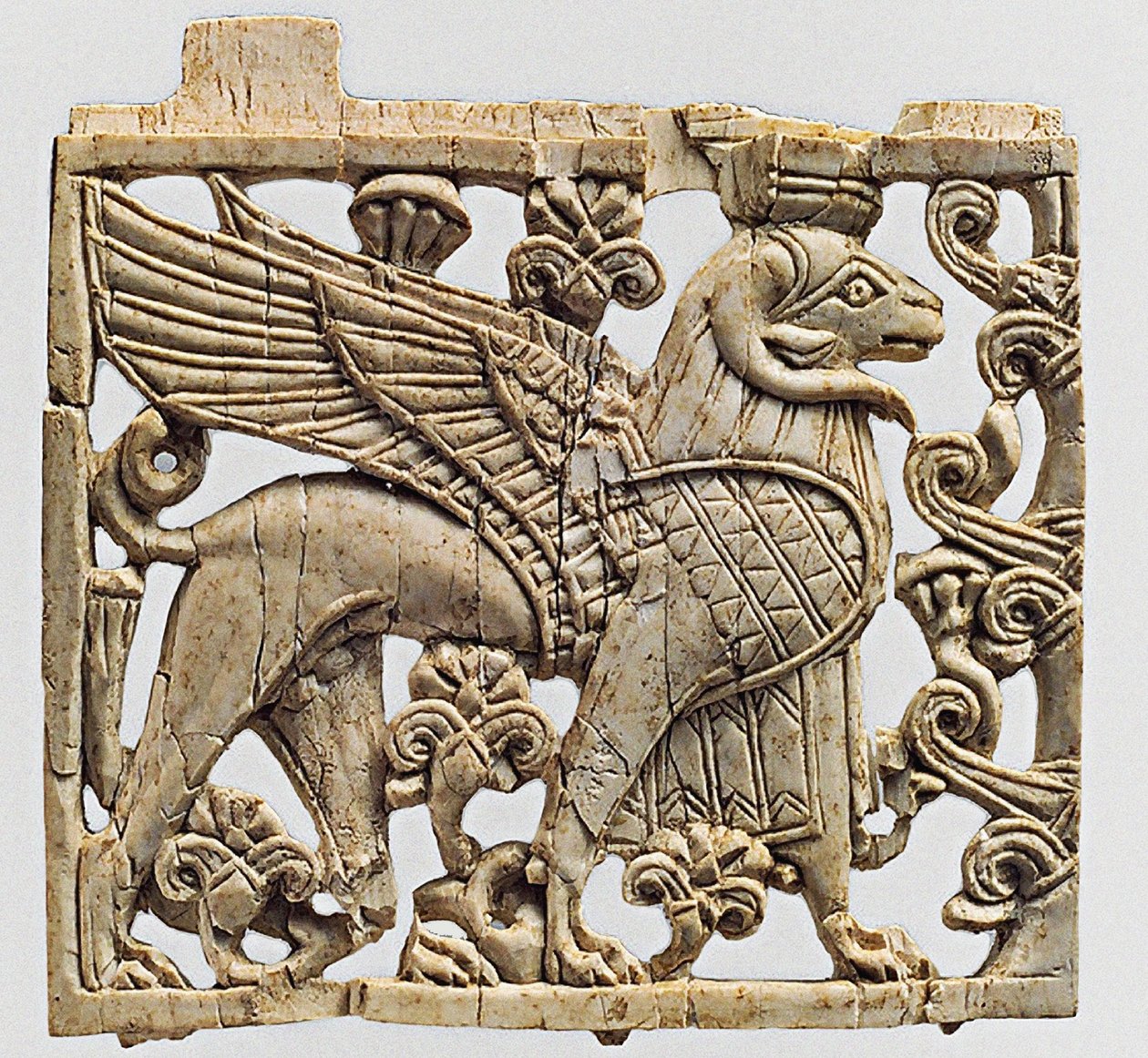 Tablica przedstawiająca Sfinksa z głową barana, Nimrud, Mezopotamia, IX-VIII wiek p.n.e. autorstwa Unbekannt