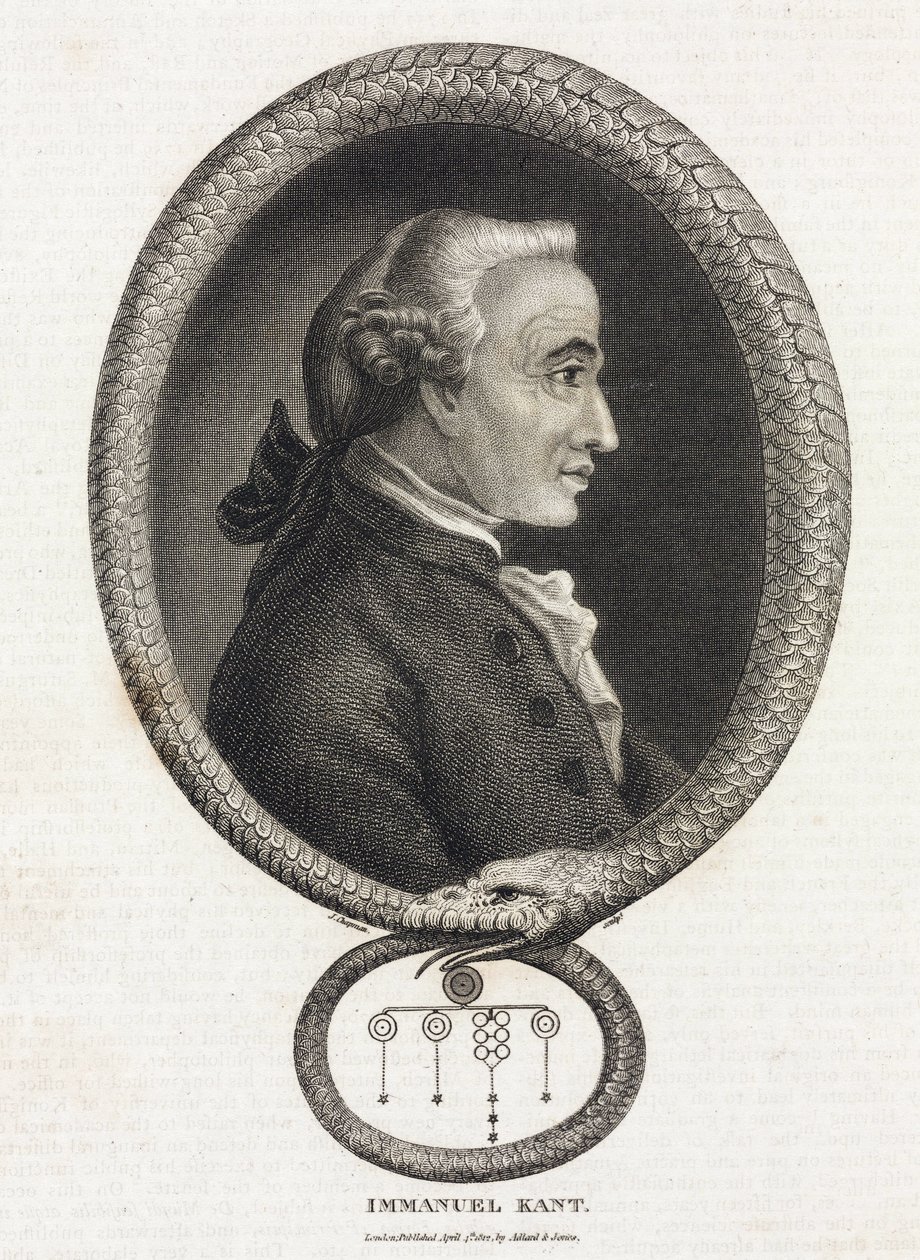 Portret filozofa Immanuela Kanta (1724-1804), w ramie ukształtowanej przez węża gryzącego swój ogon autorstwa Unbekannt