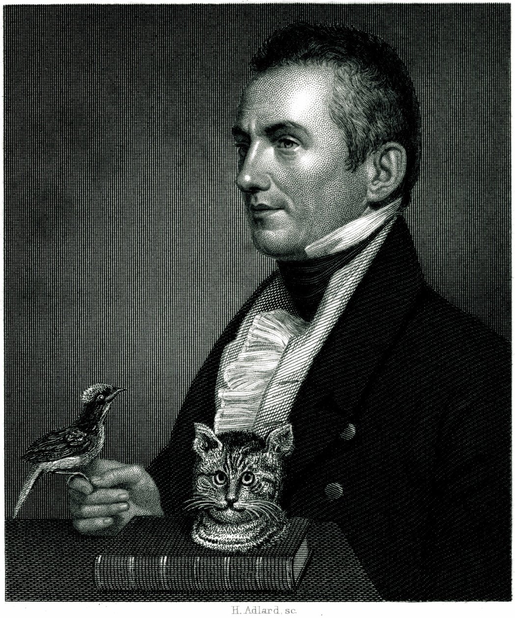 Portret Charlesa Watertona (1782 - 1865), angielskiego podróżnika-przyrodnika na XIX-wiecznej rycinie. autorstwa Unbekannter Künstler