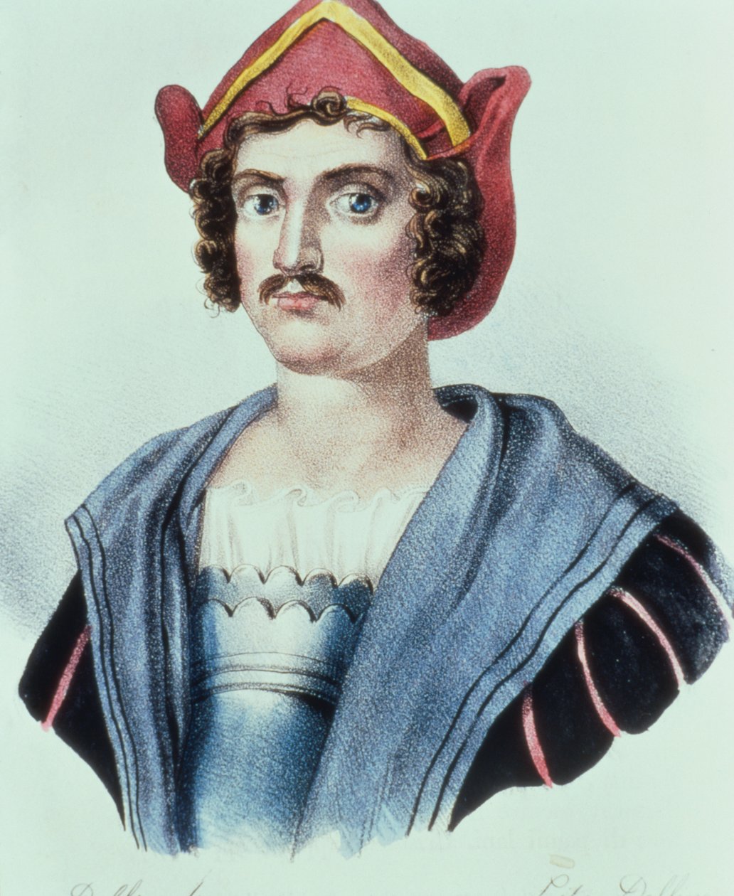 Portret Krzysztofa Kolumba (1441-1506) autorstwa Dolfino (litografia) autorstwa Unbekannter Künstler