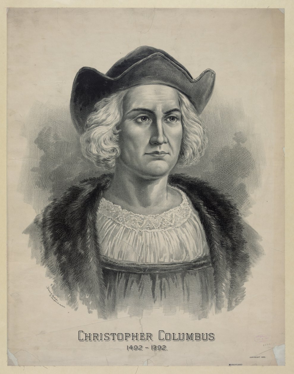 Portret Krzysztofa Kolumba (1451 - 1506), c.1892 (litografia) autorstwa Unbekannt