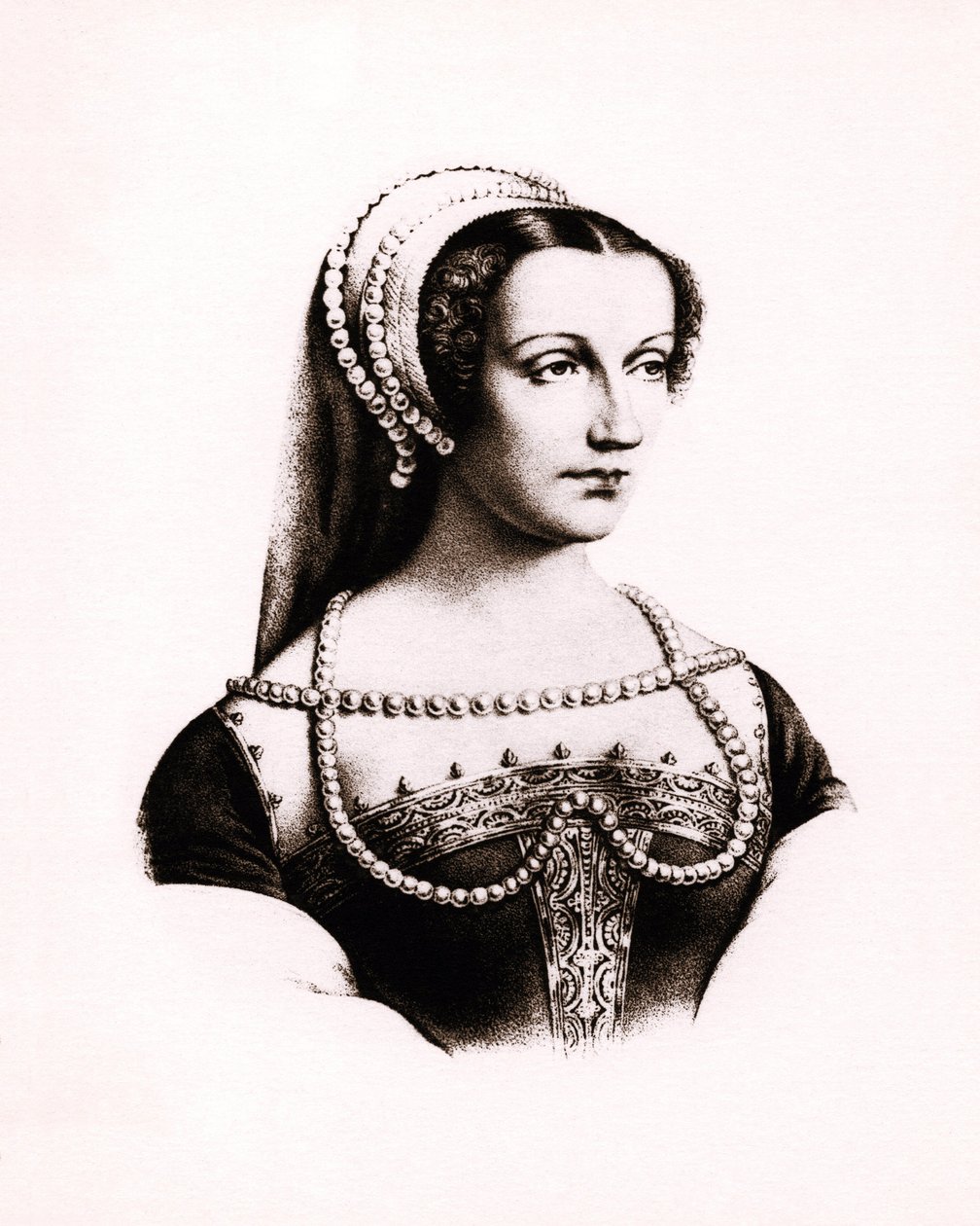 Portret Claude de France (1490-1524) królowej Francji, rycina, sd. autorstwa Unbekannter Künstler
