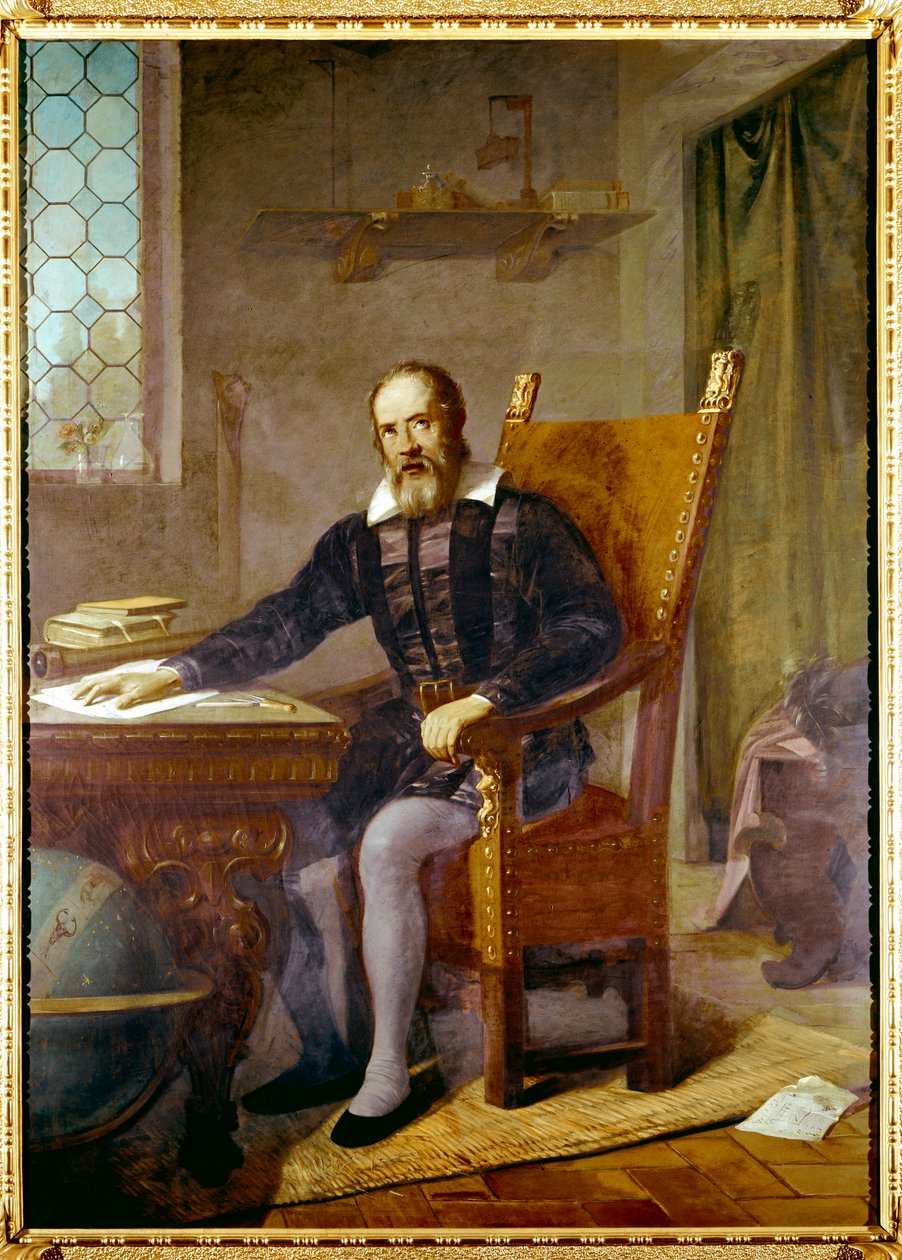 Portret Galileo Galilei dit Galilei (1564 - 1642) - Obraz anonimowy - Lastra a Signa, villa selva, Włochy autorstwa Unbekannter Künstler