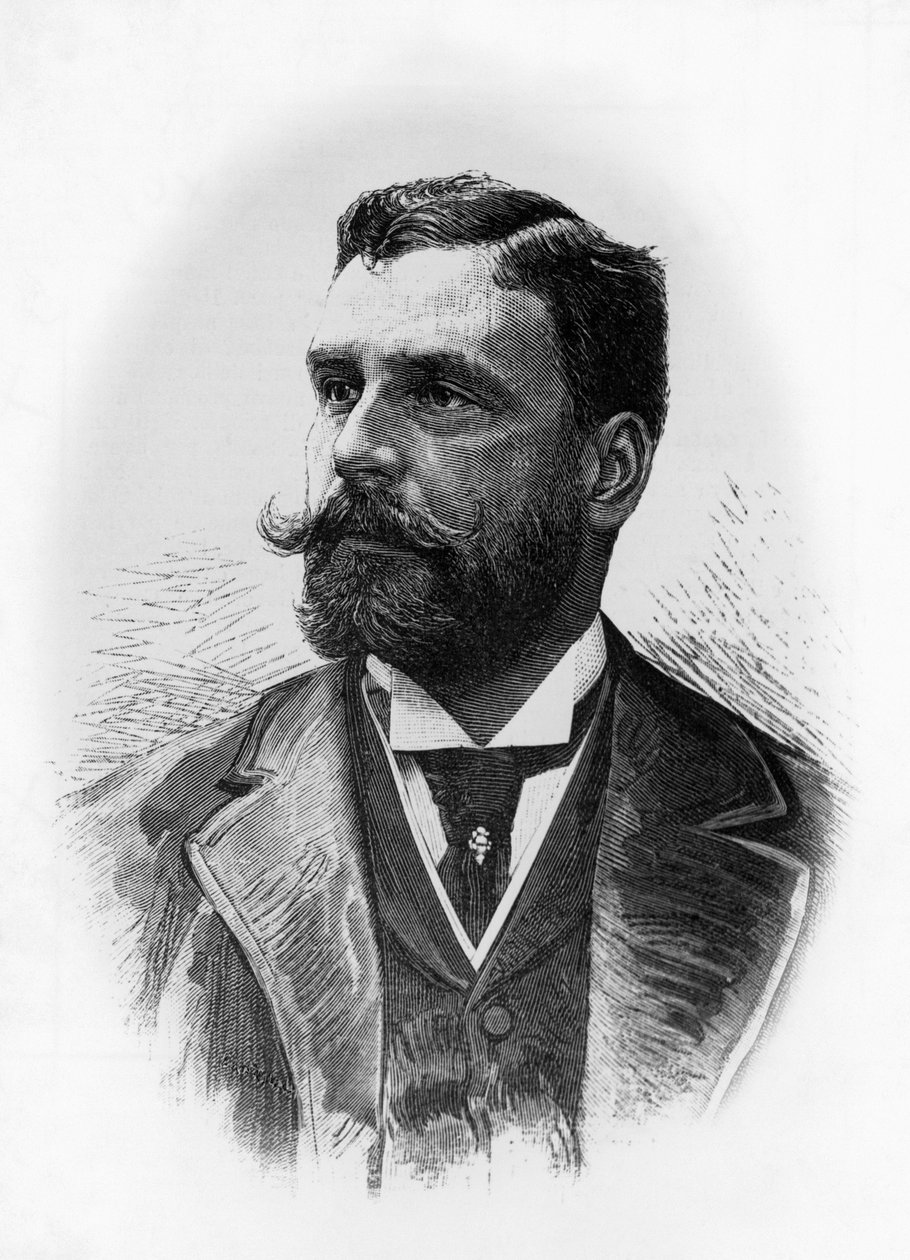 Portret Gerolamo Rovetty (1851-1910), włoskiego pisarza i dramaturga, rycina autorstwa William M. Timlin