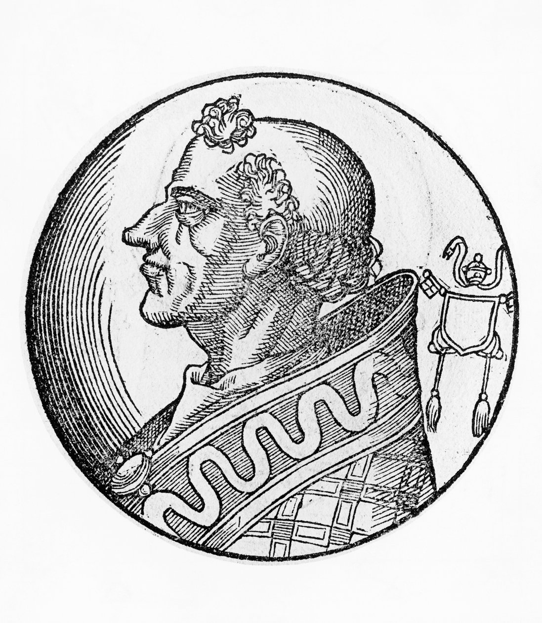 Portret Jana II (Mercurius of Projectus, zm. 535), 56 papież Kościoła Katolickiego z 533, rycina autorstwa William M. Timlin