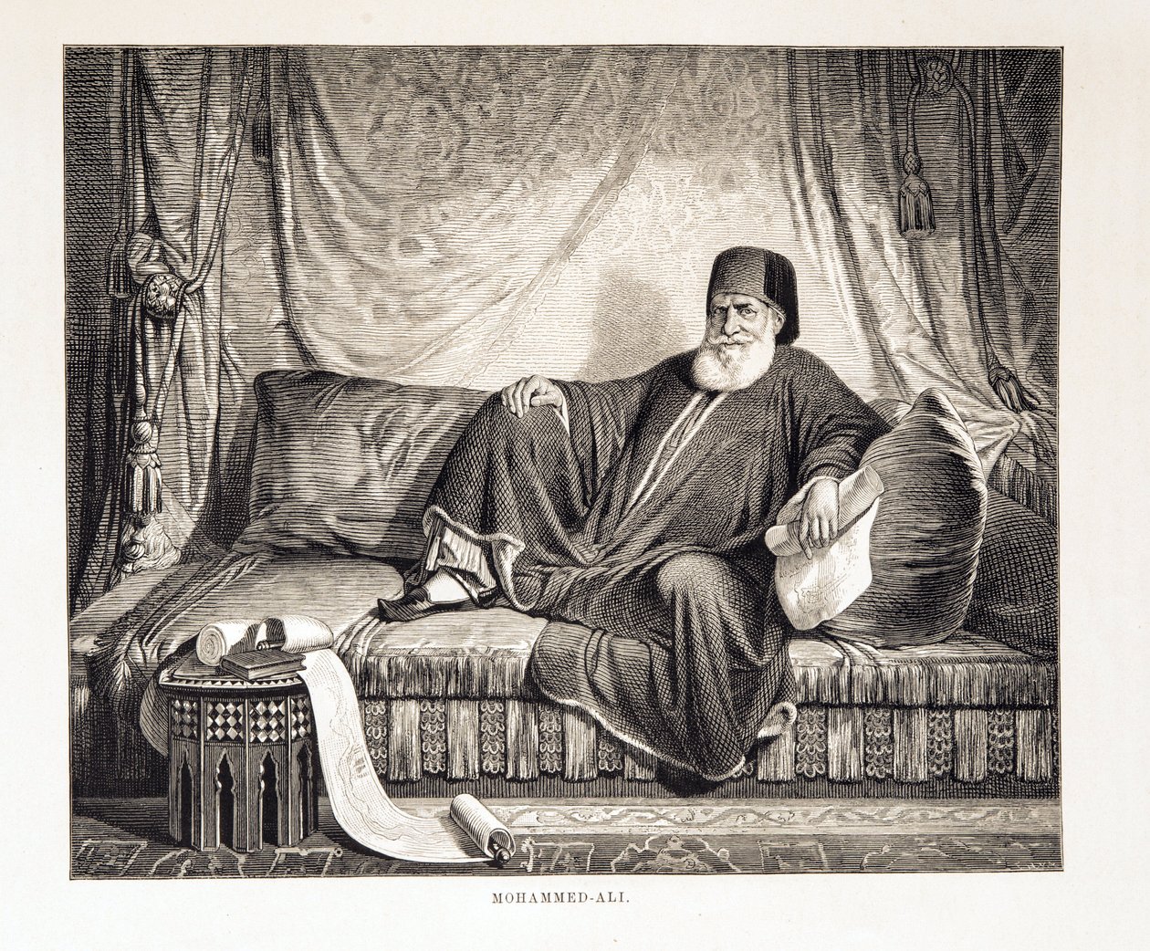 Portret Mehemeta Alego (1769-1849) wicekróla Egiptu Ilustracja z Atlasu Egiptu autorstwa Unknown