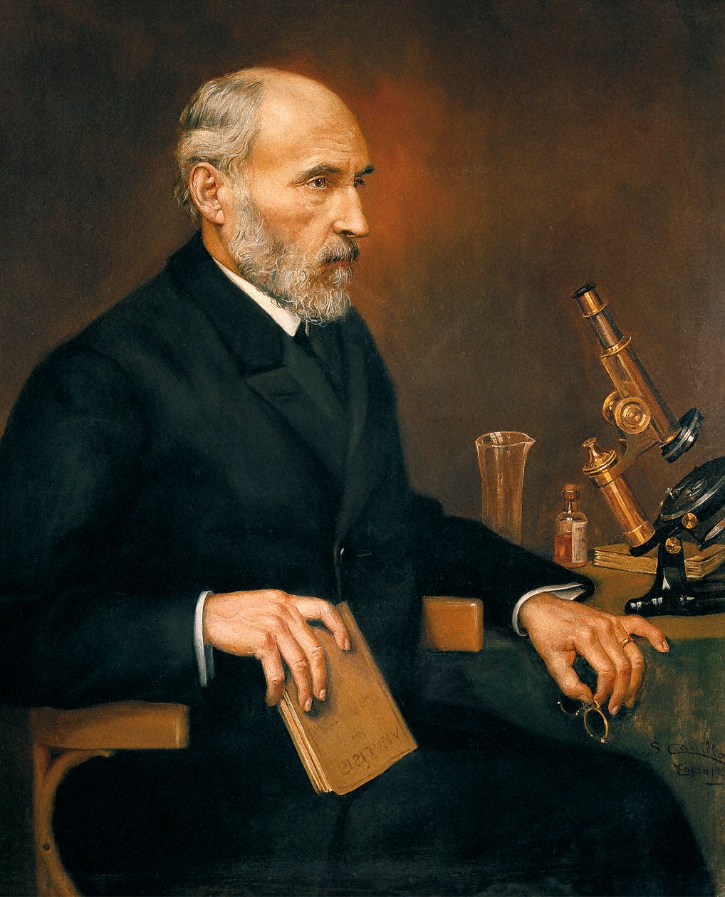 Portret Santiago Ramon y Cajala (1852-1934), hiszpańskiego lekarza, ojca neuronauki. autorstwa Unbekannter Künstler