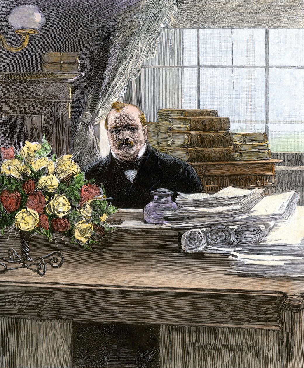 Portret Stephena Grovera Clevelanda (1837-1908), prezydenta Stanów Zjednoczonych autorstwa Unbekannter Künstler