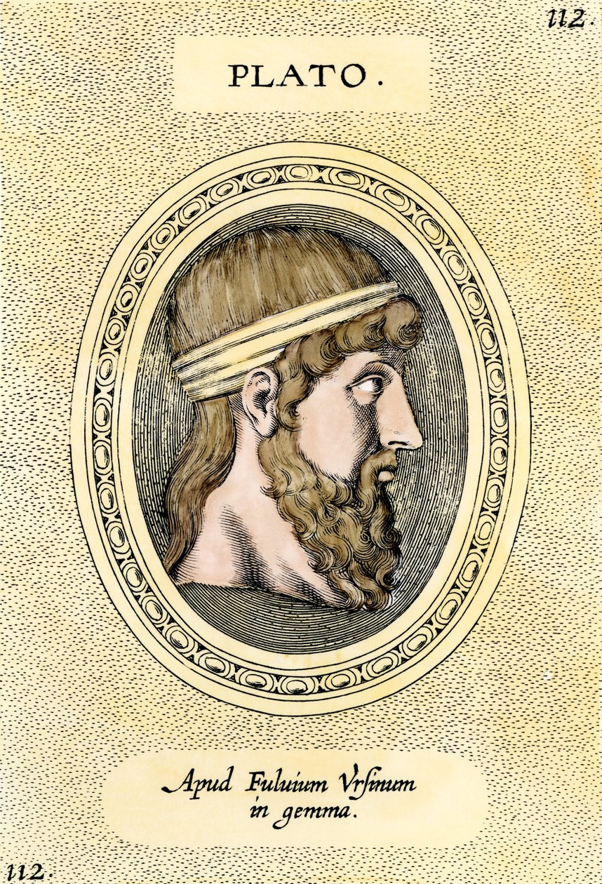 Portret greckiego filozofa Platona (428-348 p.n.e.) Rycina. autorstwa Unbekannter Künstler