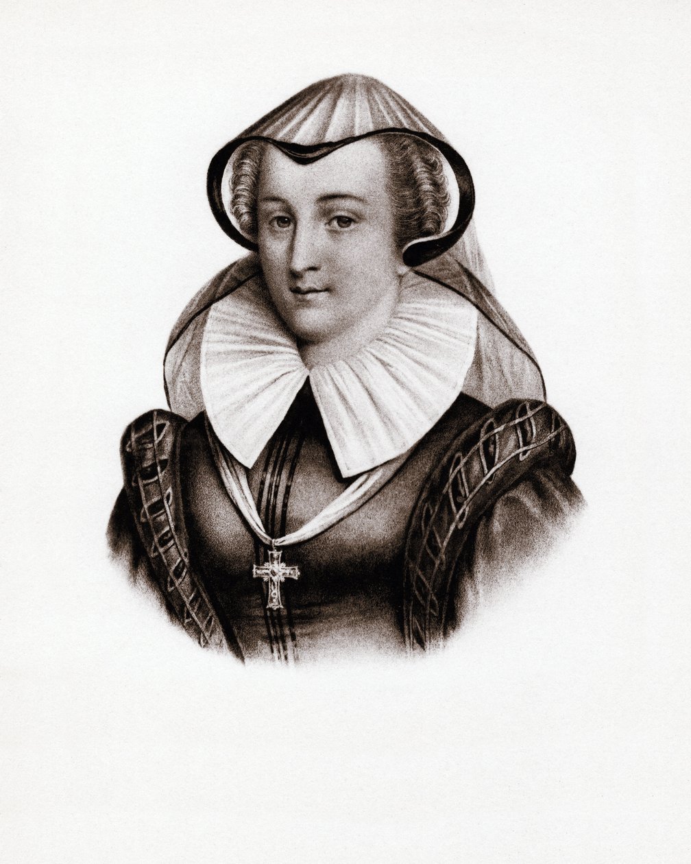 Portret królowej Francji Marii Stuart (Marii Iere ze Szkocji) (1542-1587). Rycina z XIX wieku autorstwa Unbekannter Künstler