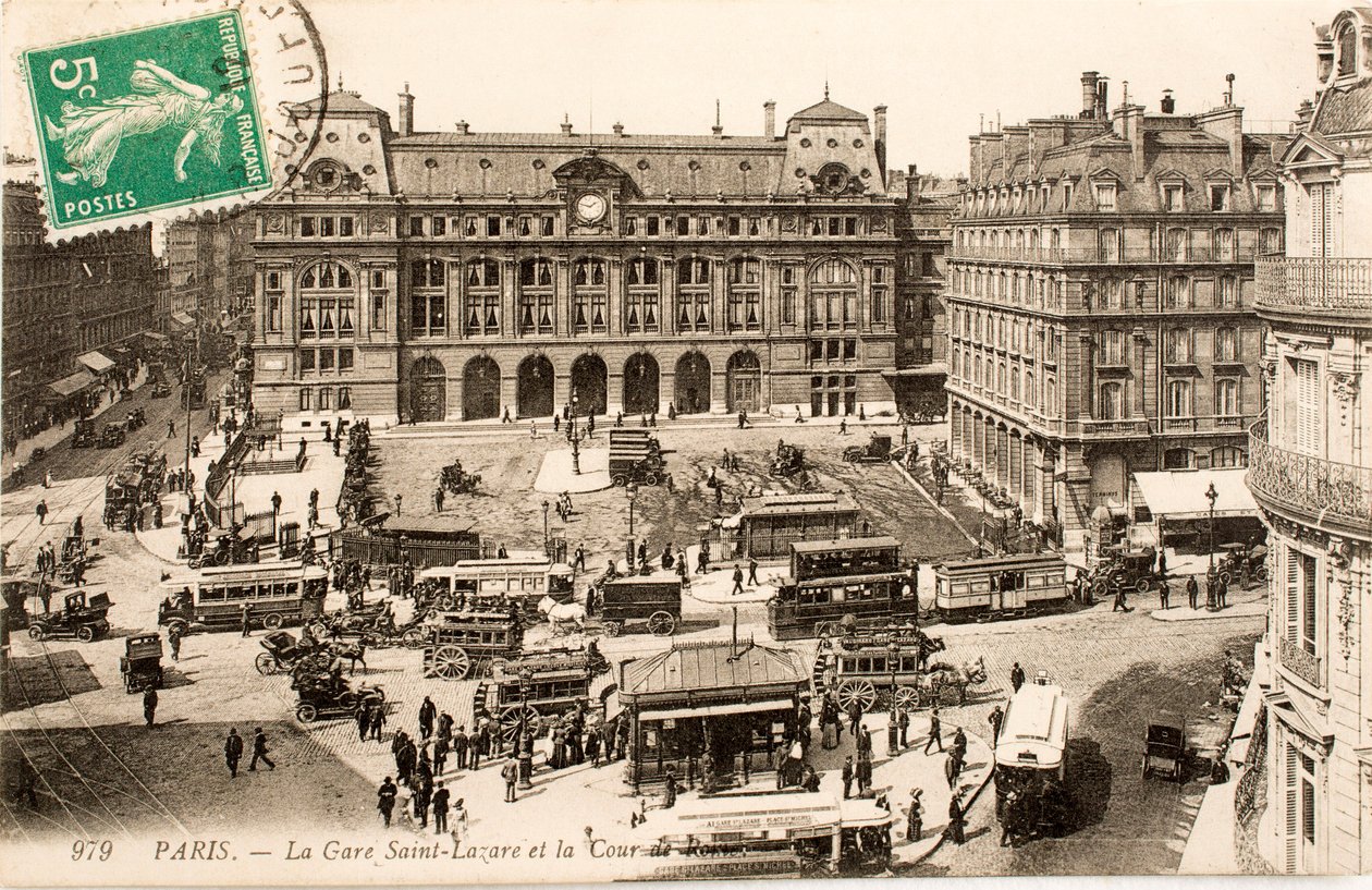 Pocztówka/Gare Saint Lazare/Paryż/Seine/Ile de France/Francja autorstwa William M. Timlin