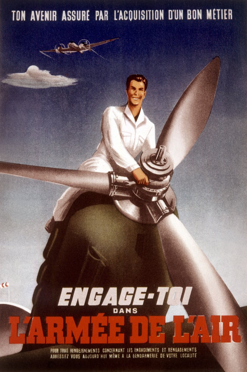 Plakat dla francuskich sił powietrznych zachęcający młodych ludzi do wstąpienia do wojska, ok. godz. 1960 autorstwa Unbekannt