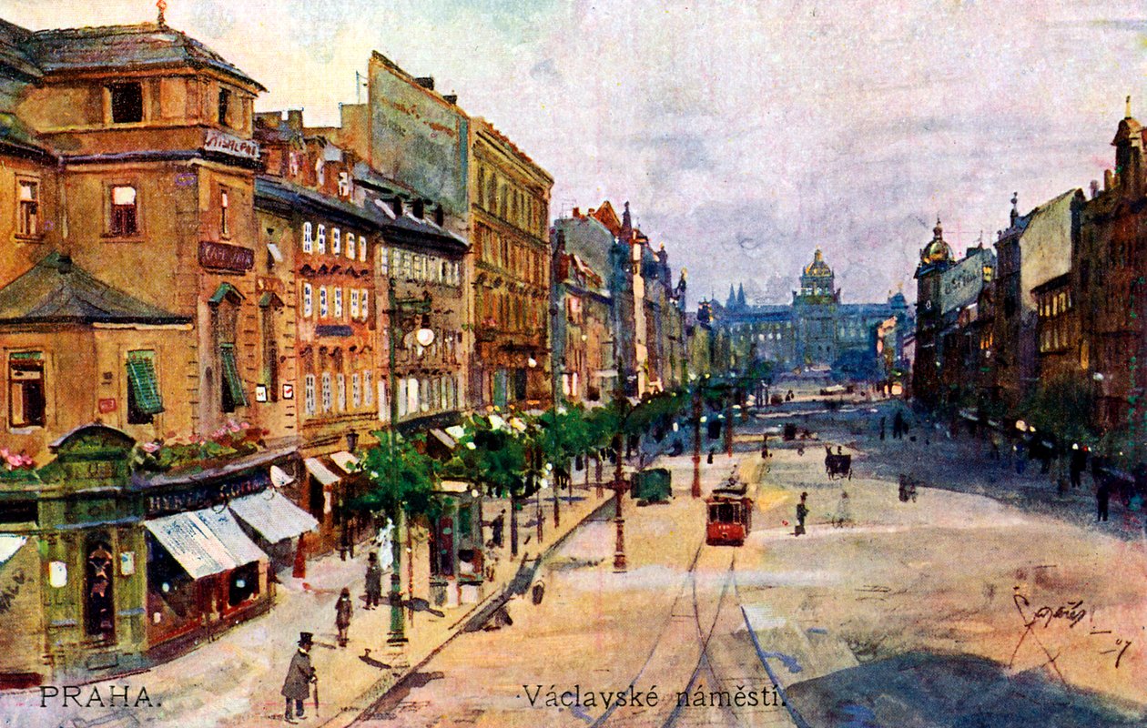 Praga: Plac Wacława (Vaclavske namesti) autorstwa Unbekannter Künstler