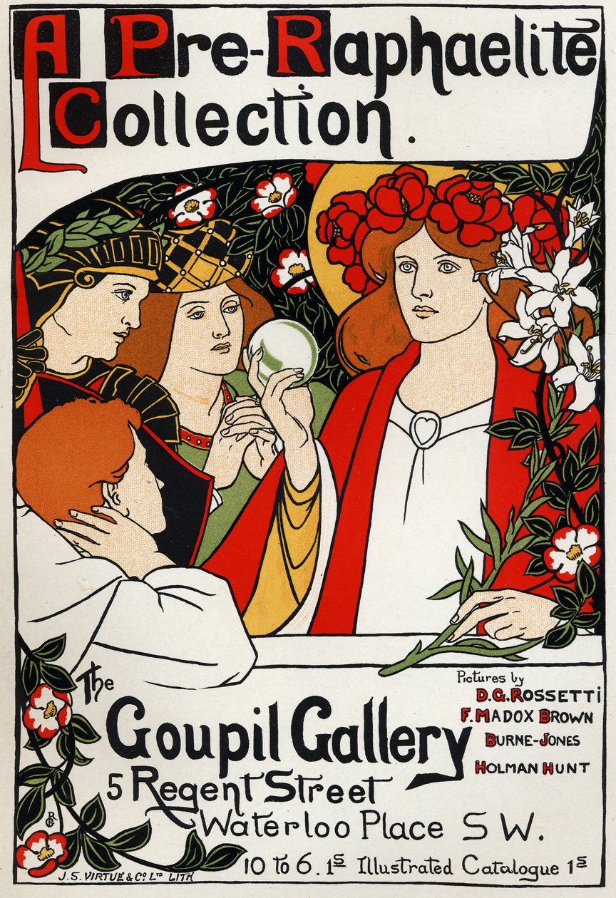 Wystawa prerafaelitów w Galerii Goupil, Londyn, ok. 1897 (plakat) autorstwa Unbekannter Künstler