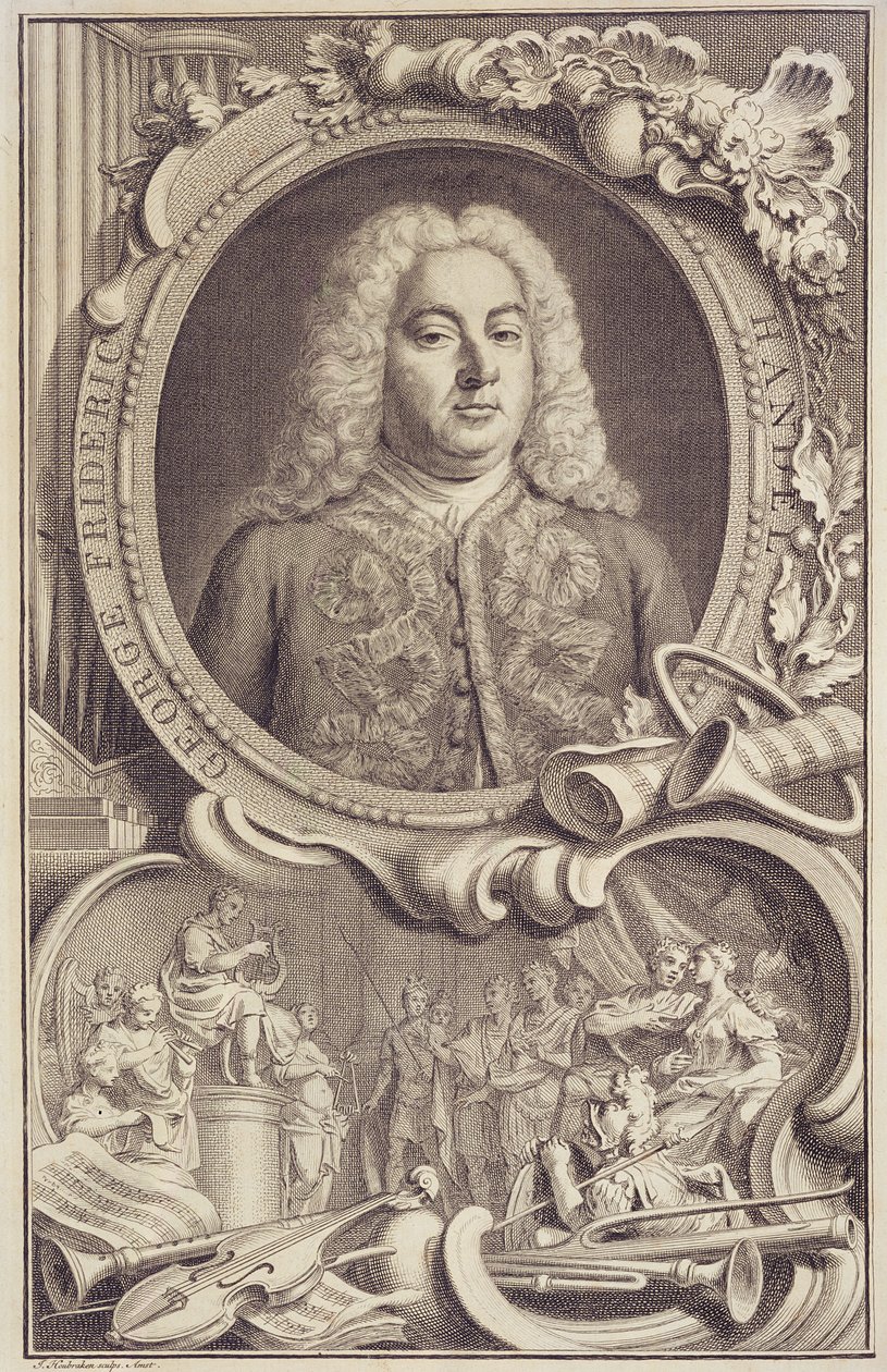 RM 7.f.5 George Frederick Handel (1685-1759), frontyspis do „Izraela w Egipcie”, ryty przez Jacobusa Houbrakena (1698-1780) autorstwa Unbekannter Künstler