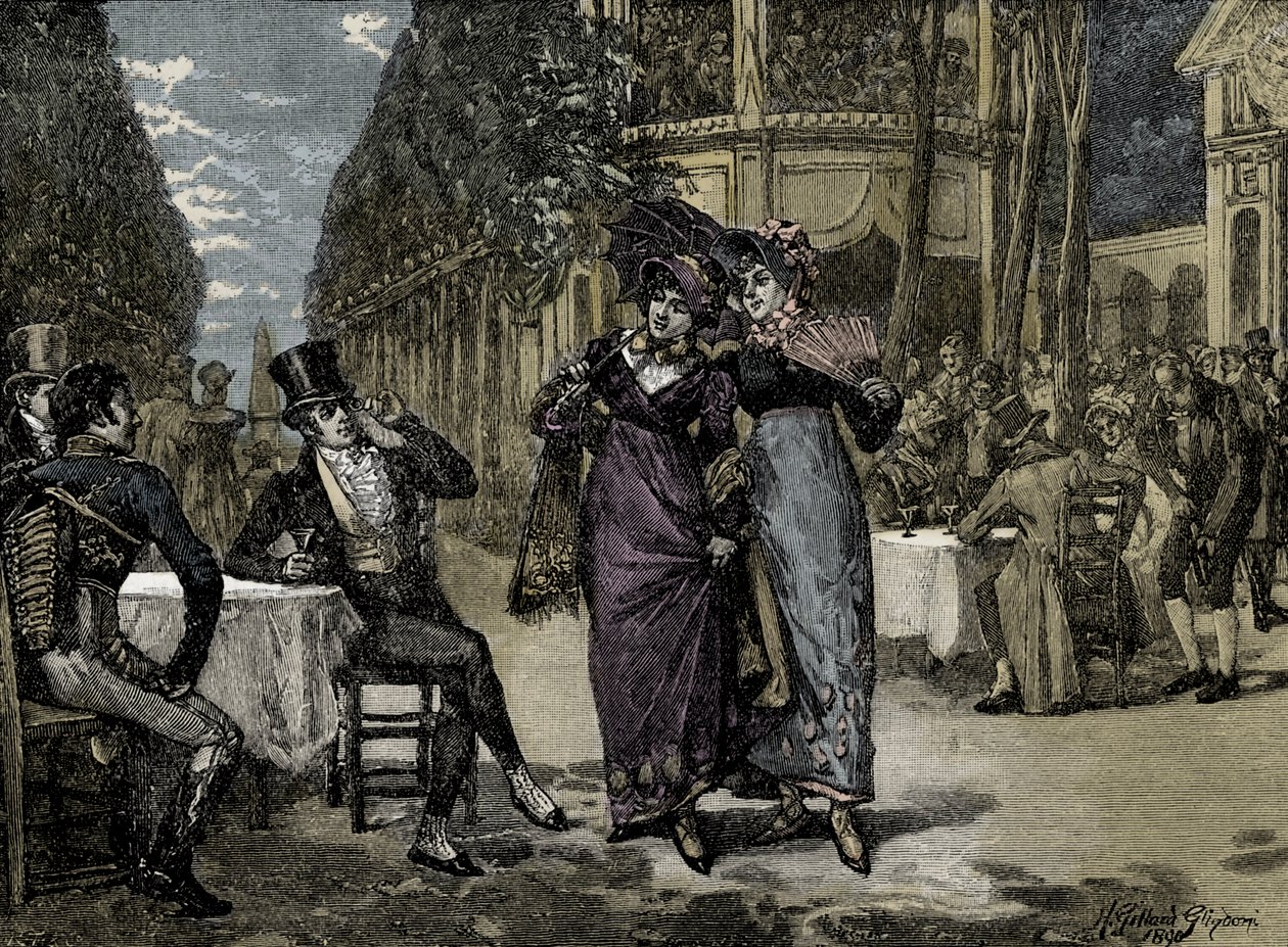 Moda z epoki regencji: "The Beaus and the Belles". autorstwa Unbekannter Künstler