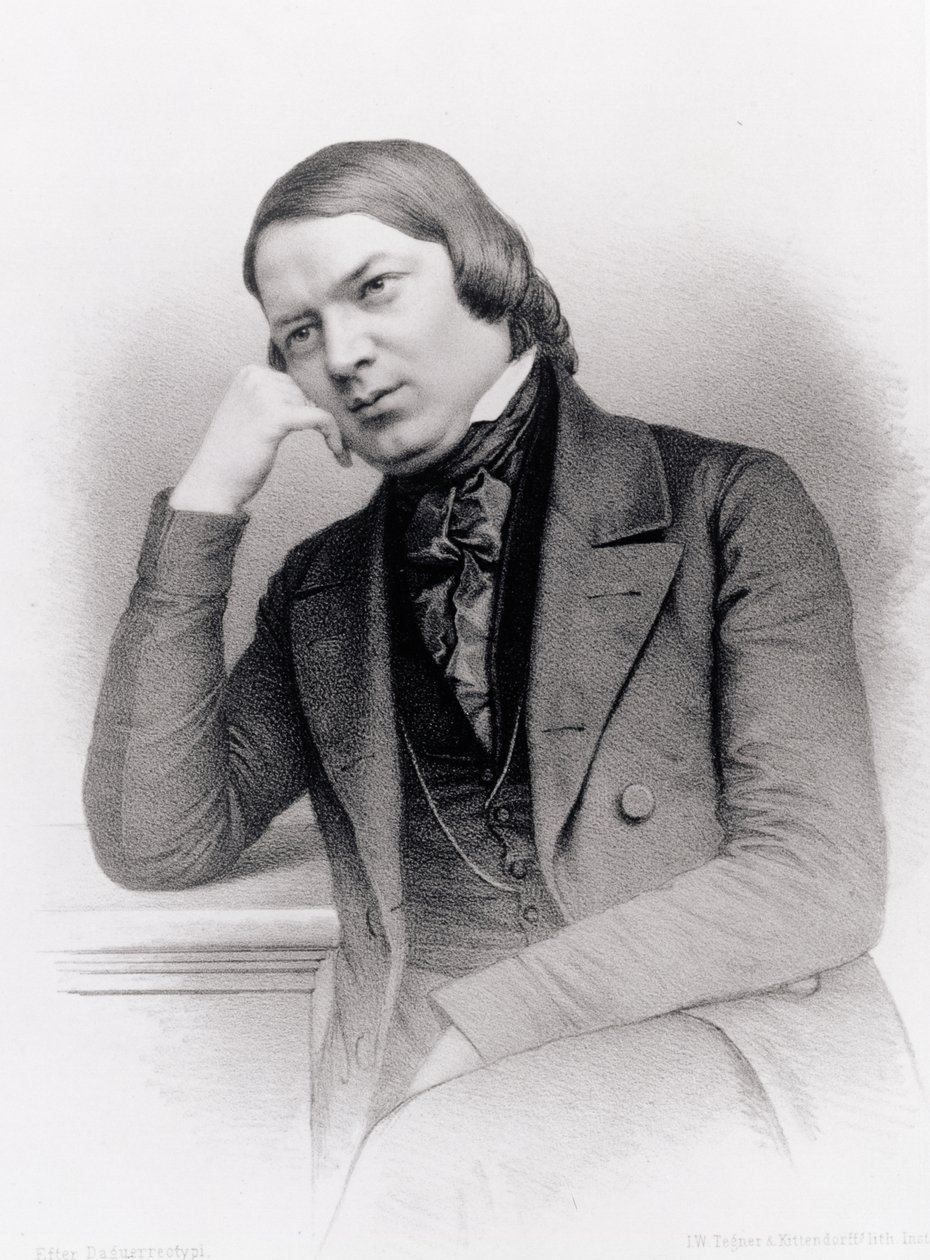 Robert Alexander Schumann (1810-56), niemiecki kompozytor, ryty przez Izaaka Wilhelma Tegnera (1815-93) i Johanna Adolfa Kittendorffa (1820-1902), wg dagerotypu (lit) autorstwa Unbekannt
