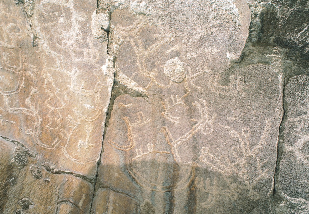 Rzeźby naskalne w dolinie Hunza, w pobliżu obszaru archeologicznego Karimabad, Pakistan autorstwa Benjamin Baud