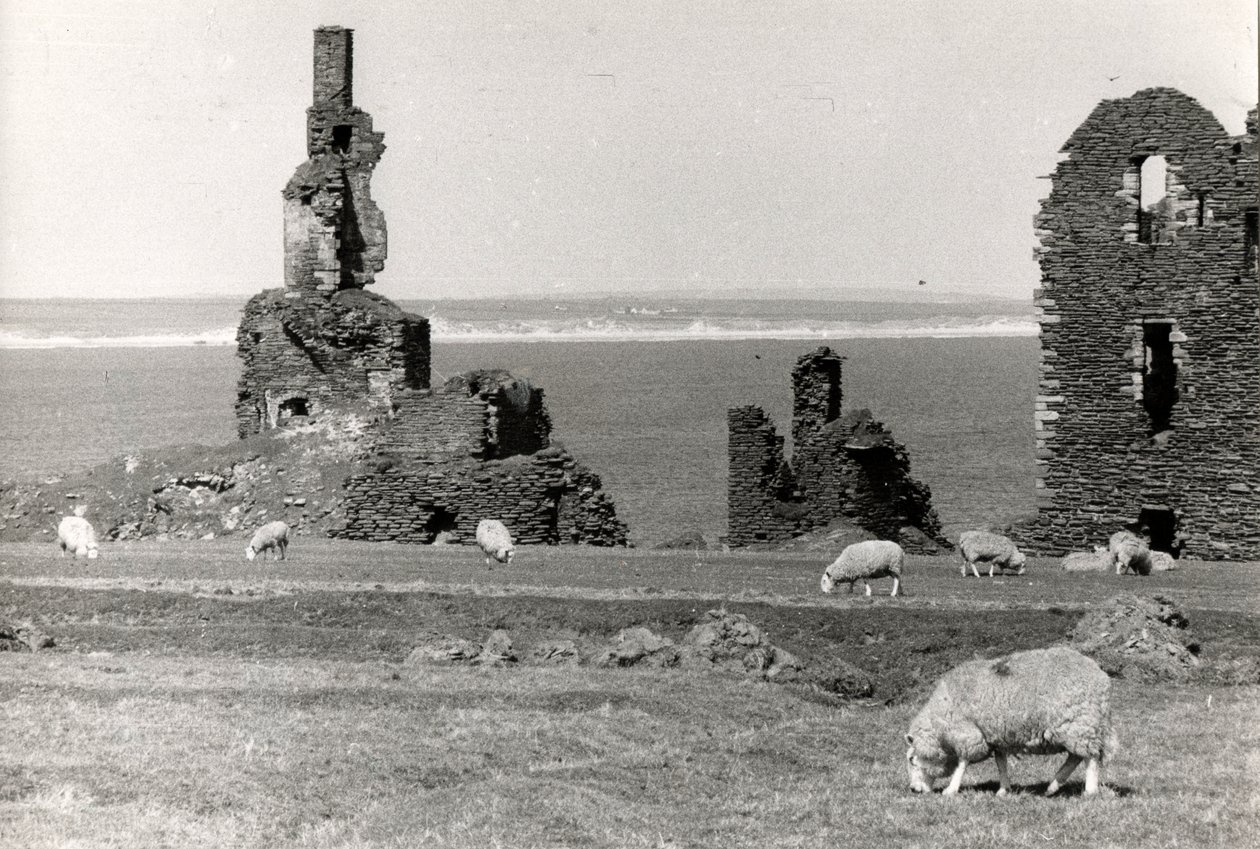 Ruiny zamku, Wick, Highlands (zdjęcie czarno-białe) autorstwa Unbekannt