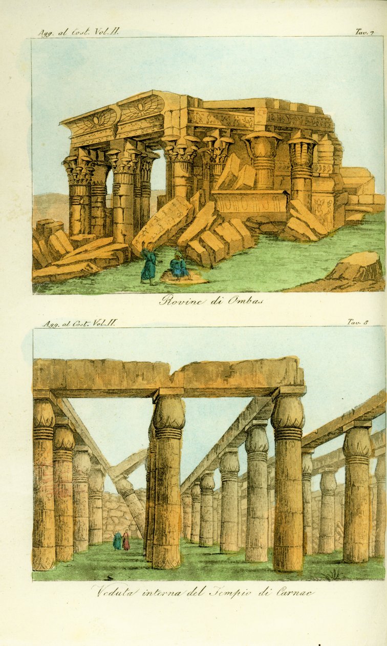 Ruiny świątyni Kom Ombo (Ombas), Nubia i widok na świątynię Karnak, Luksor, Egipt autorstwa Unbekannt