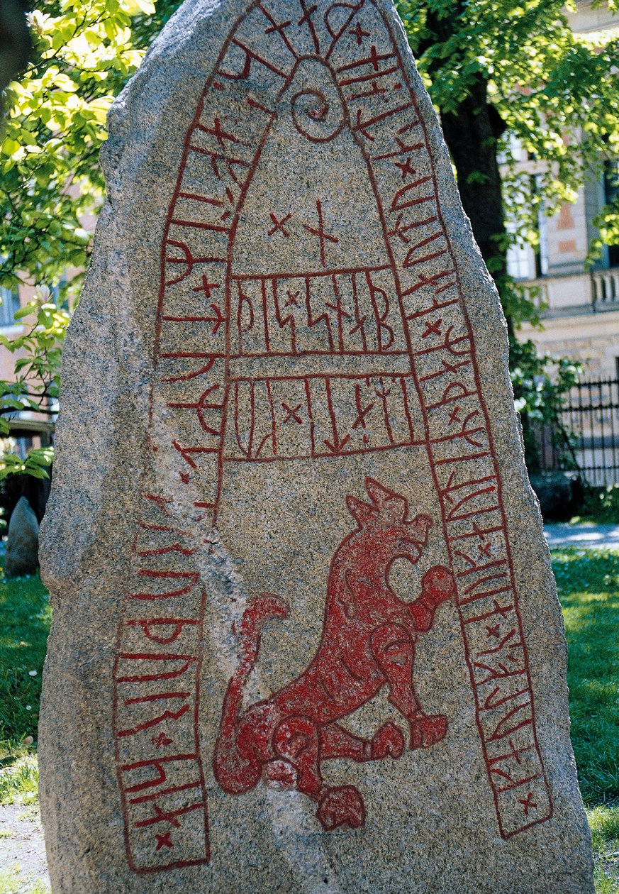 Kamień Runiczny, Lund, Szwecja. Cywilizacja wikingów. autorstwa Benjamin Baud