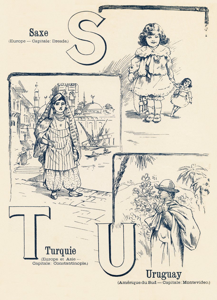S T U: Saksonia, Turcja, Urugwaj – ABC dwóch światów. Emile Guerin, wydawca, Paryż, ok. 1900. Wymiary: 27,5 x 21,5 cm autorstwa Unbekannt