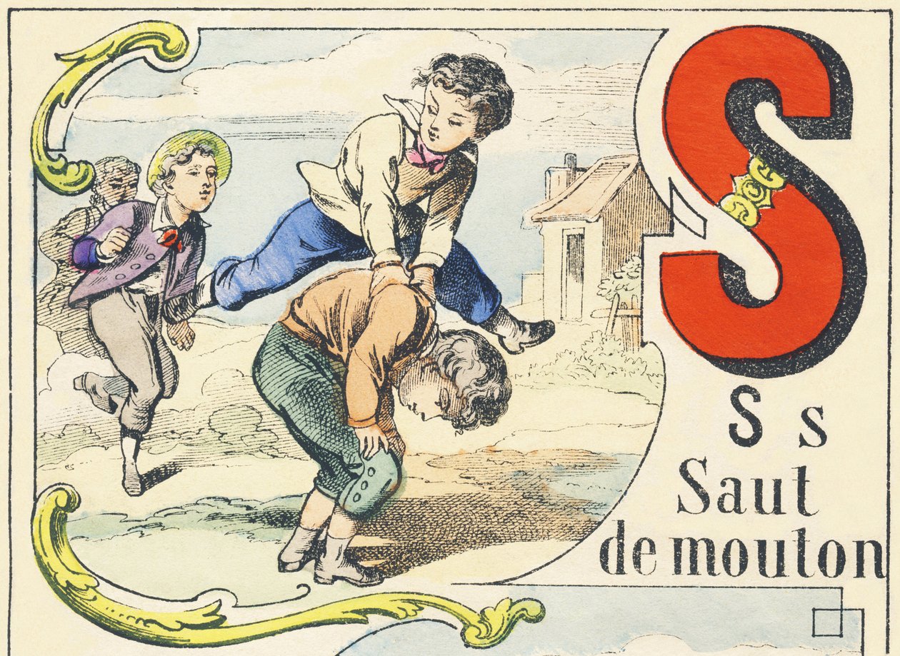 S: leapfrog - alfabet gier, c.1890 (ilustracja) autorstwa Unbekannt