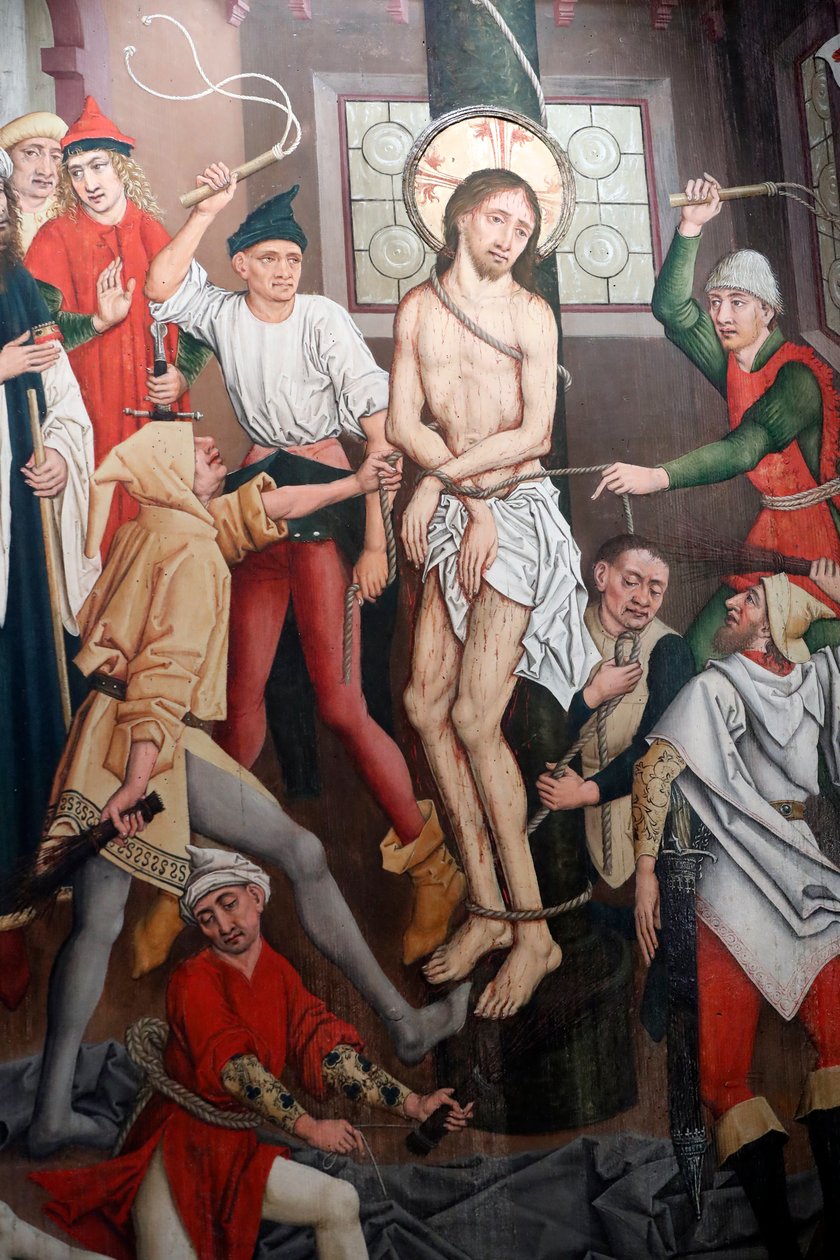 Kościół katolicki Saint-Pierre le Vieux, Chrystus w męce, Biczowanie, obraz Henri Lutzelmana XV w., Strasburg, Francja. (zdjęcie) autorstwa Unbekannt