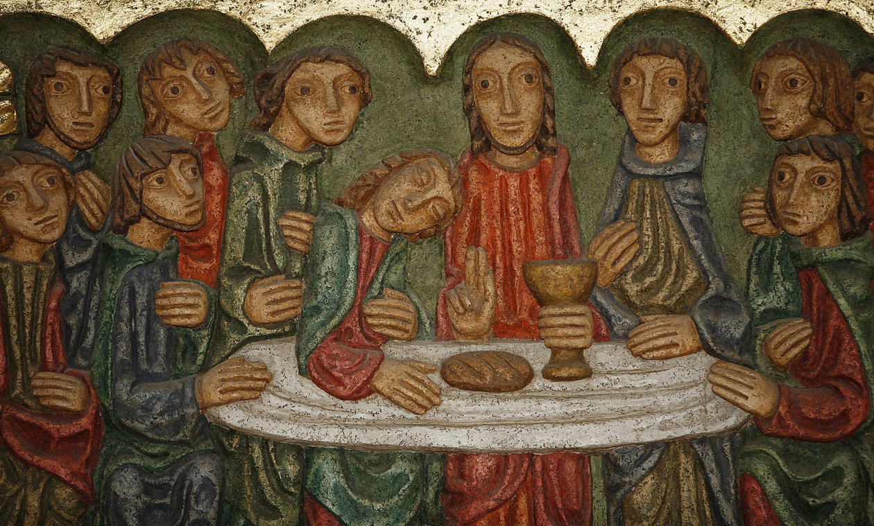 Rzeźba ołtarza głównego katedry Saint-Samson: Ostatnia wieczerza (Claude Gruer 1980), Dol-de-Bretagne, Francja autorstwa Unbekannt