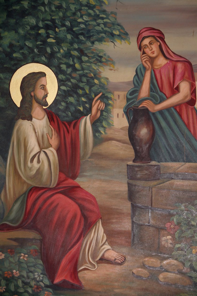 Malarstwo koptyjskie św. Antoniego: Jezus i Samarytanka, Jerozolima, Izrael autorstwa Unbekannt