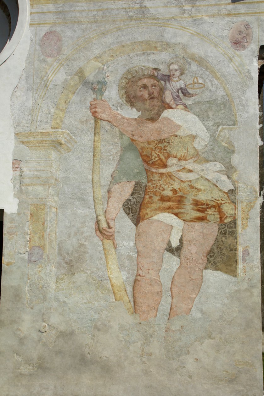 Kościół Saint Stefano a Gleris, fresk Saint Cristoforo, San Vito al Tagliamento, Friuli Włochy (zdjęcie) autorstwa Benjamin Baud