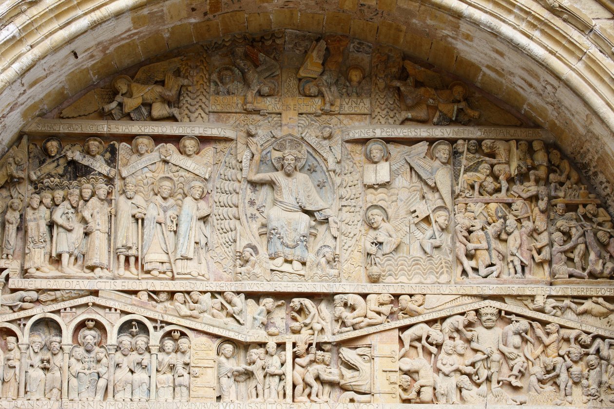Tympanon kościoła opactwa Sainte Foy : Chrystus w chwale i Sąd Ostateczny, Conques, Francja autorstwa Unbekannt