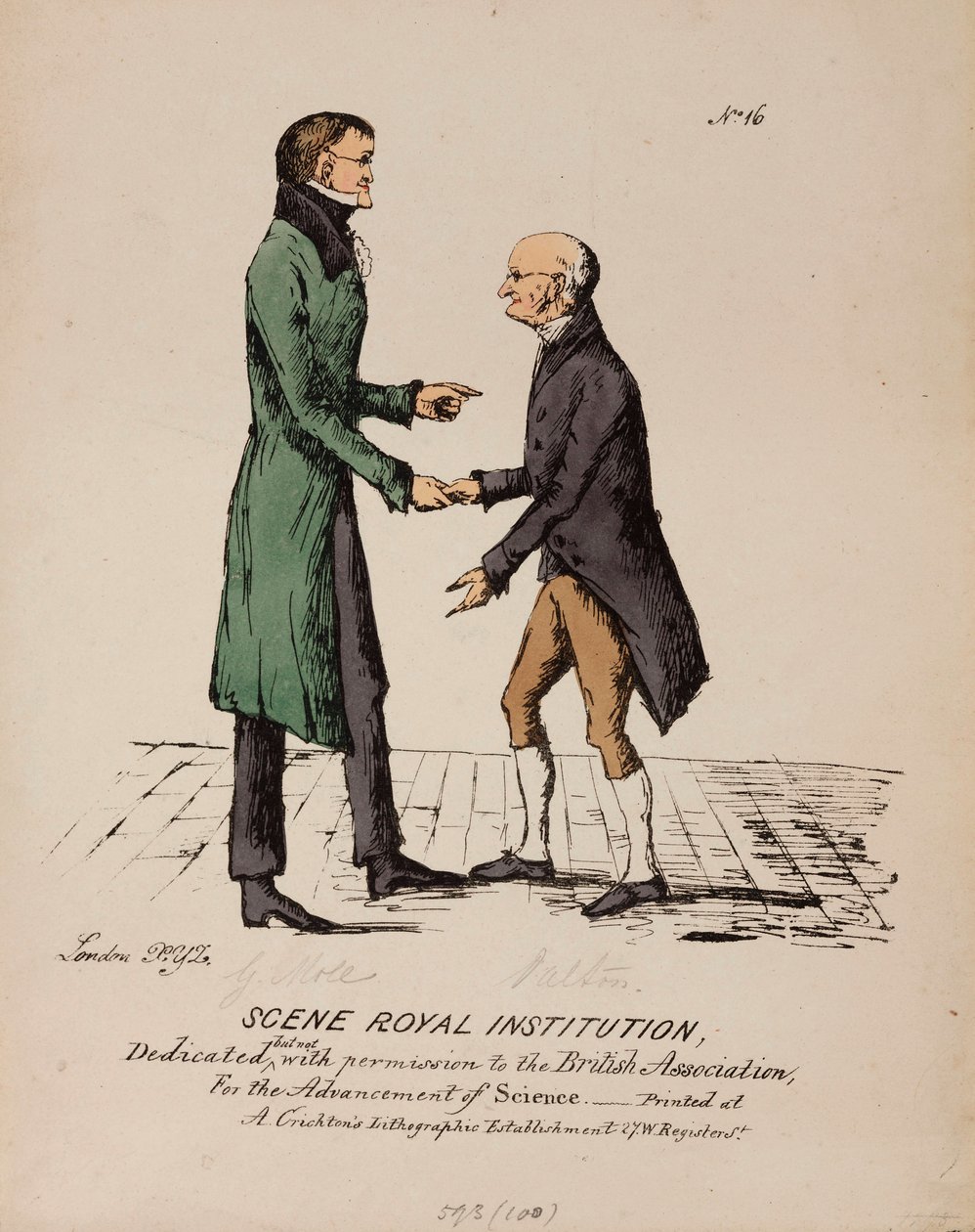 Scena Instytucja Królewska: Gerrit Moll i John Dalton, ok. 1831–1840 autorstwa Unbekannt